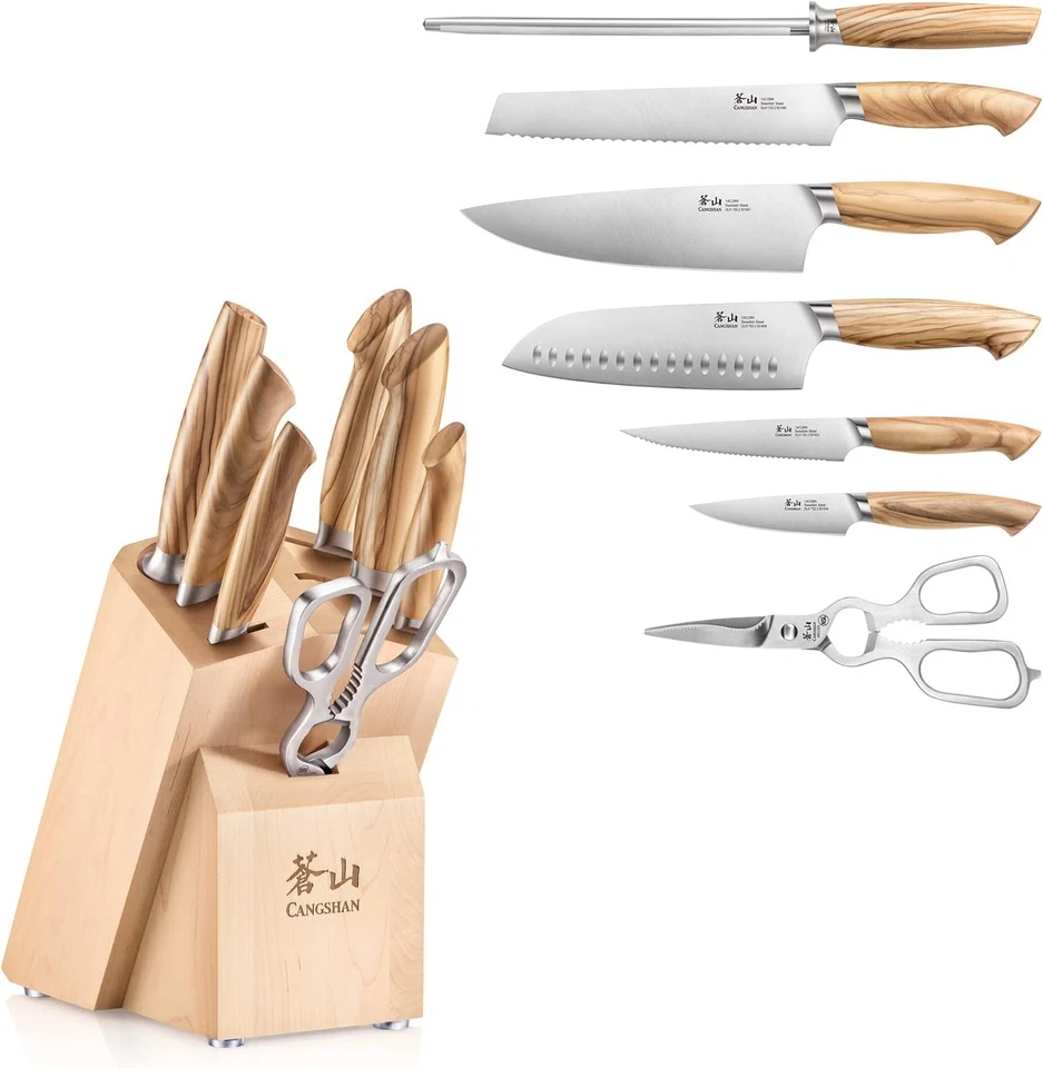 New Cangshan OLIV Series 8-Piece Knife Block Set Forged Swedish 14C28N Steel - Image 4 of 4