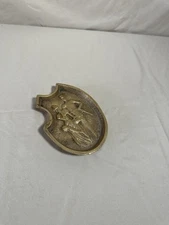 Vintage Risqué Brass Ash Tray Double Sided Soldier And Lady