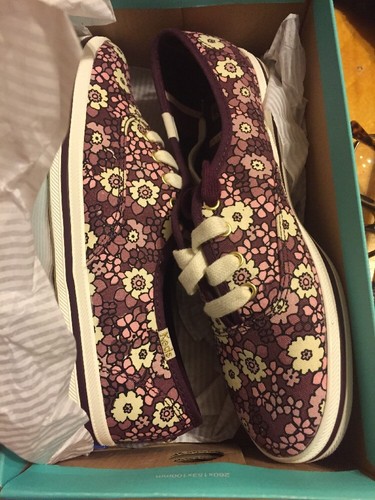 $75 NWT KATE SPADE X KEDS WOMEN PURPLE DITSY FLORAL SLIPON SNEAKERS SIZE 6.5M S1 - Picture 8 of 11