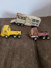 Vintage Tonka Mini Pressed Steel Semi Truck Cabs & Horse Trailer