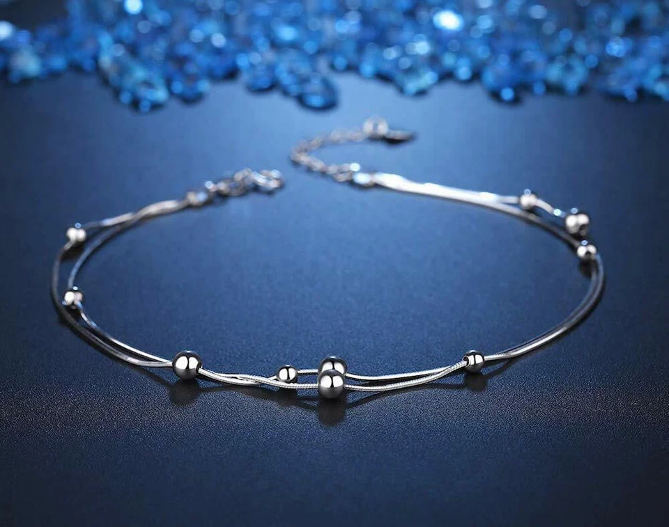 FLORAY KUGEL FUßKETTCHEN EDELSTAHL FUßKETTE SILBER FUß KNÖCHEL SCHMUCK KETTE NEU - Bild 2 von 4