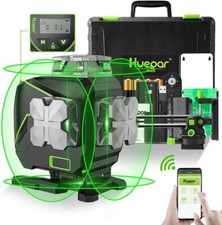Huepar 4D Green Cross Line Laser Level Bluetooth & Remote Control With Hard Case