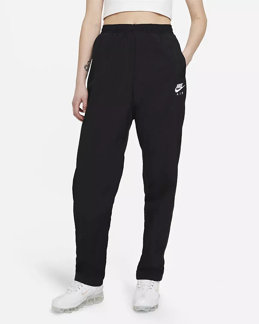 nike women air woven pants black white