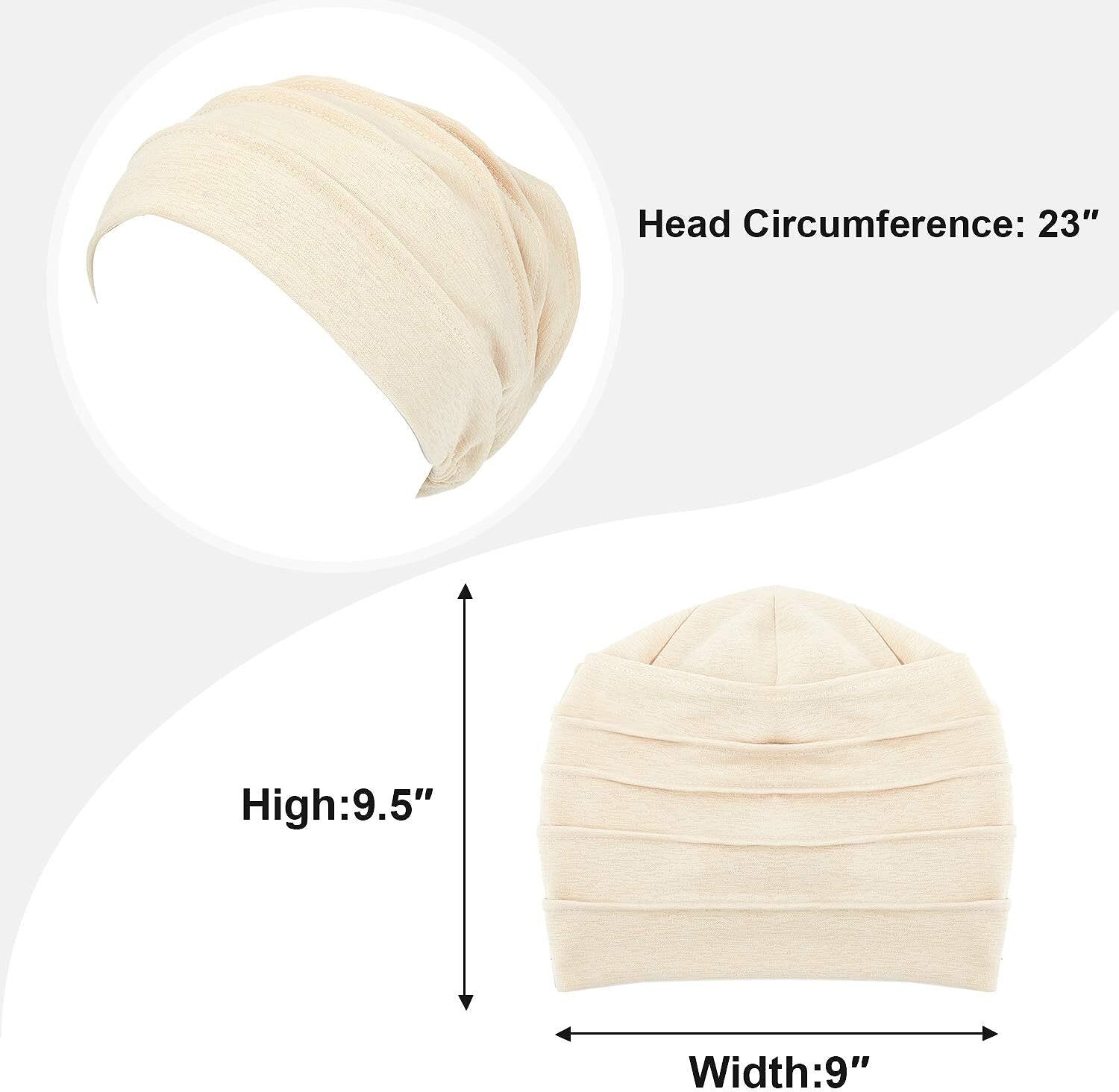 Syhood 4 Pieces Slouchy Beanies Hats Soft Cotton Sleep Cap One Size
