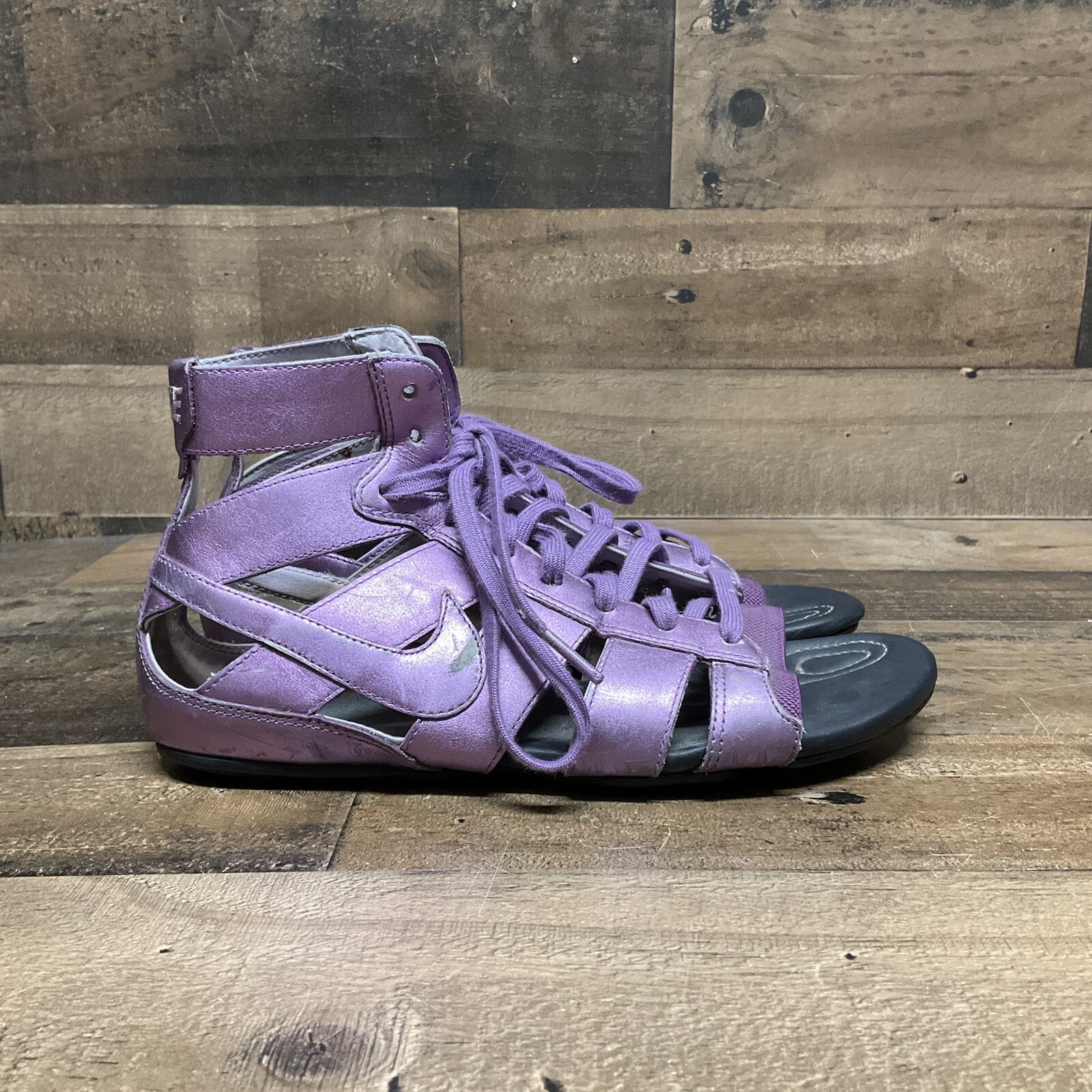 Size 6.5 Vintage Nike Purple Gladiator Sandals metall… Gem