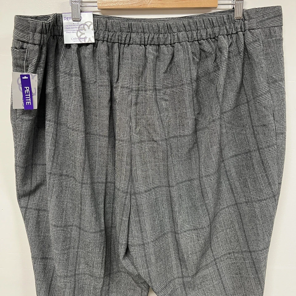 Catherines Gray Plaid Straight Leg Pants 2XWP Petite Plus Size NWT Career Office - Image 4 of 4