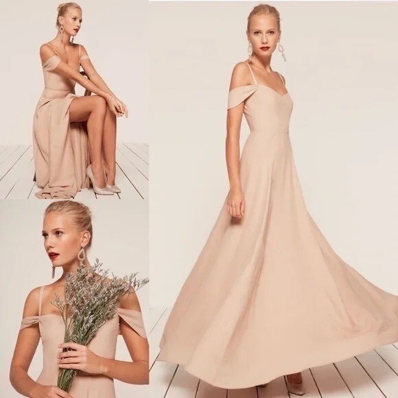 reformation poppy dress in ivory NWT Champagne Size 2P glamorous bridesmaid dresses