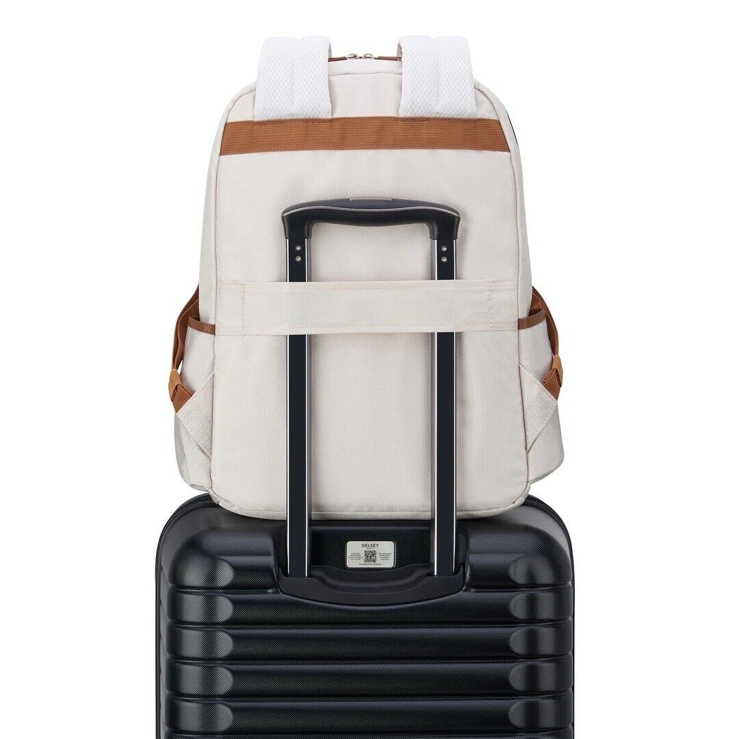 Delsey Paris Legere Se Chatelet Soft Air Travel Laptop Backpack Bookbag Ivory