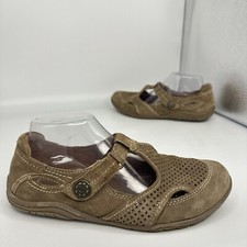 Earth Origins Swig Mary Jane Suede Perforated Adj Strap Women 9 M Brown