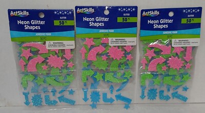 ArtSkills Neon Glitter Adhesive Foam Shapes 150 Pcs