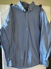 Eddie Bauer TL Wrinkle Free Relaxed Fit Blue Dress Shirt 100 Cotton