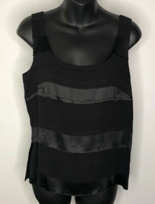 NWT Akris Black Silk Layered Tank Top Blouse Size 10