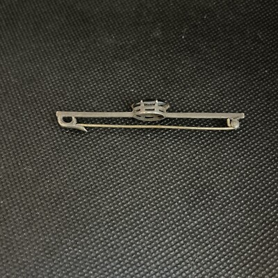 Broche Ancienne En Argent 925 Avec Hématite Rectangle - Poinçonnée, état Correct