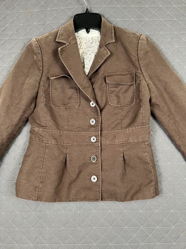 Chaqueta de mezclilla Banana Republic para mujer 8 marrón abotonada mangas largas solapa de muesca - Imagen 5 de 18