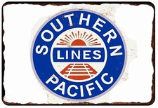 Southern Pacific Railroad Adverting Classic All Metal Tin Sign 8 x 12