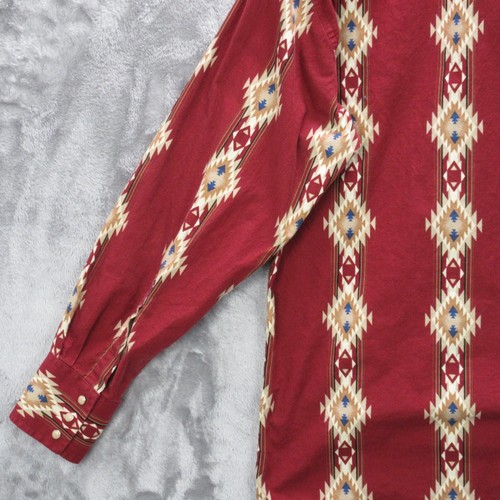 Wrangler Shirt Men's Medium Maroon Western Pearl Snap Aztec Cowboy - Picture 14 of 16