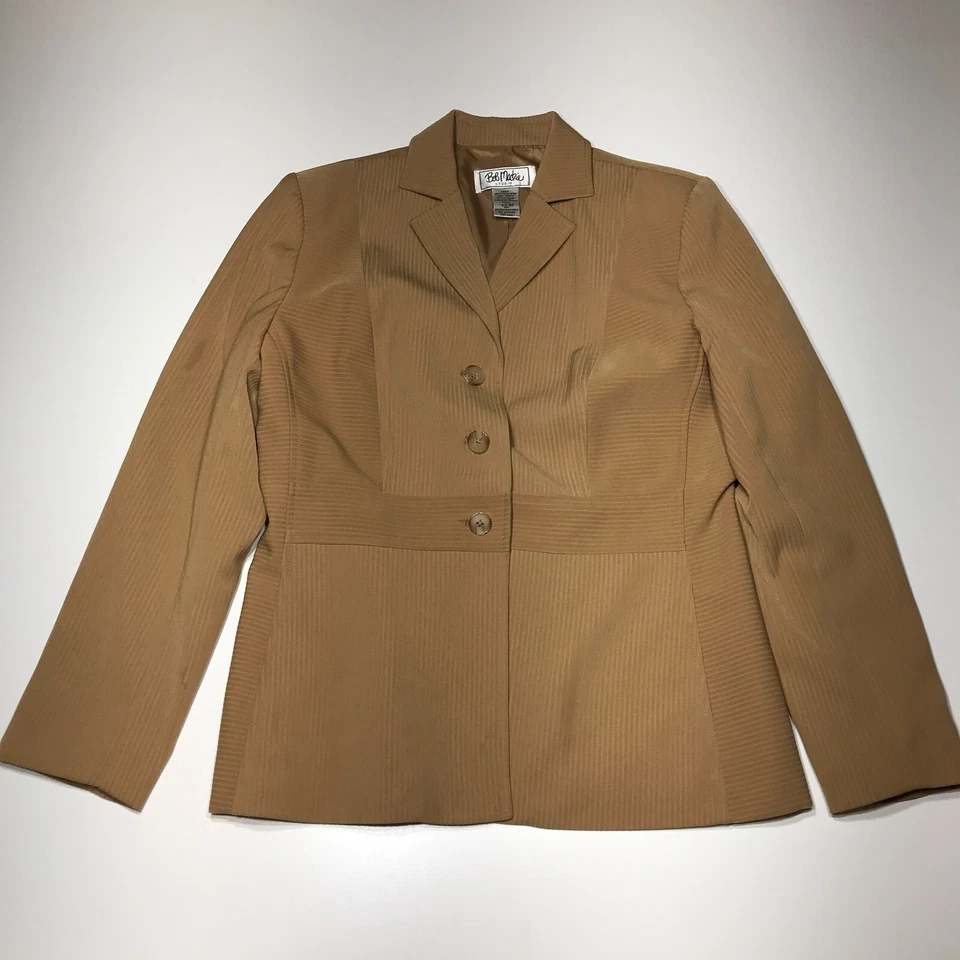 Conjunto de traje Bob Mackie para mujer talla 8P marrón tostado camel 2 piezas chaqueta blazer y pantalones Foto 2 de 4