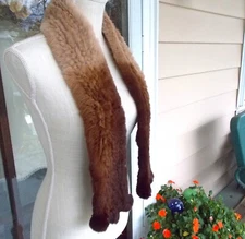 Women's Dana Stein Rex Rabbit Fur Scarf Pull Through Light to Dark Brown 46"