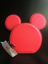 NUEVO CON ETIQUETAS COACH Disney Mickey Mouse Edición Limitada Monedero Rojo Cuero Orejas Estuche