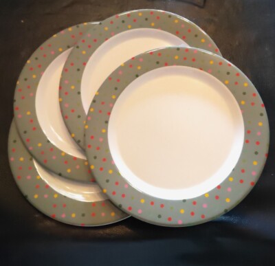 4 Pc. Melamine Polka Dot Pattern Plate Set 9 3/4 In. Diameter