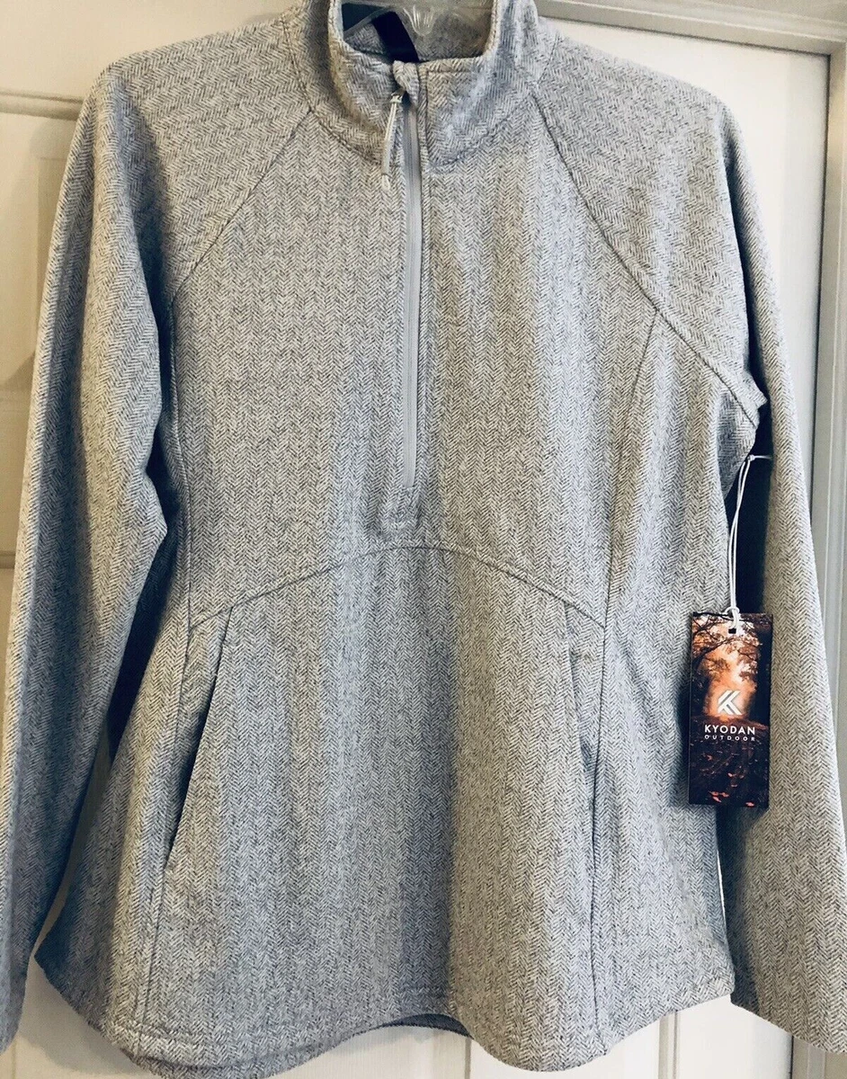 Kyodan Outdoor Pullover Heather Gray Herringbone Athleisure sz TG