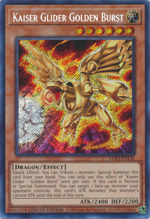 Kaiser Glider Golden Burst - LDS3-EN136 - Secret Rare - Limited Edition x1  - Lig