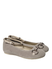 NIB New Gucci Girls Grey Velvet Horsebit Ballet Flats Size 29 12