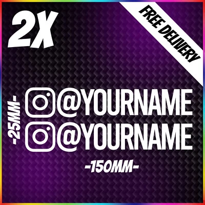 JDM 2x Instagram Username Stickers Personalised Custom Car Van Truck Social Media