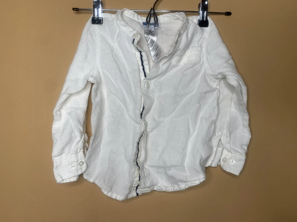 Рубашка Jacadi для мальчиков ясельного возраста размер 3y на пуговицах белая льняная с длинным рукавом - Изображение 4 из 4