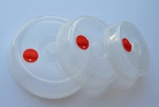 Plastic Microwave Plate Covers Set of 3 Clear Splatter Lid 6 1/2" 7 3/4", 9"