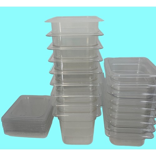 Lot of 31 Pieces 1/6 Size Pans Lids Cold Storage Food NSF Restaurant Clear 6785