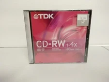 TDK CD-RW Rewritable Data CD's 1x-4x, 700MB 80 min 5 pack Factory sealed MUSIC