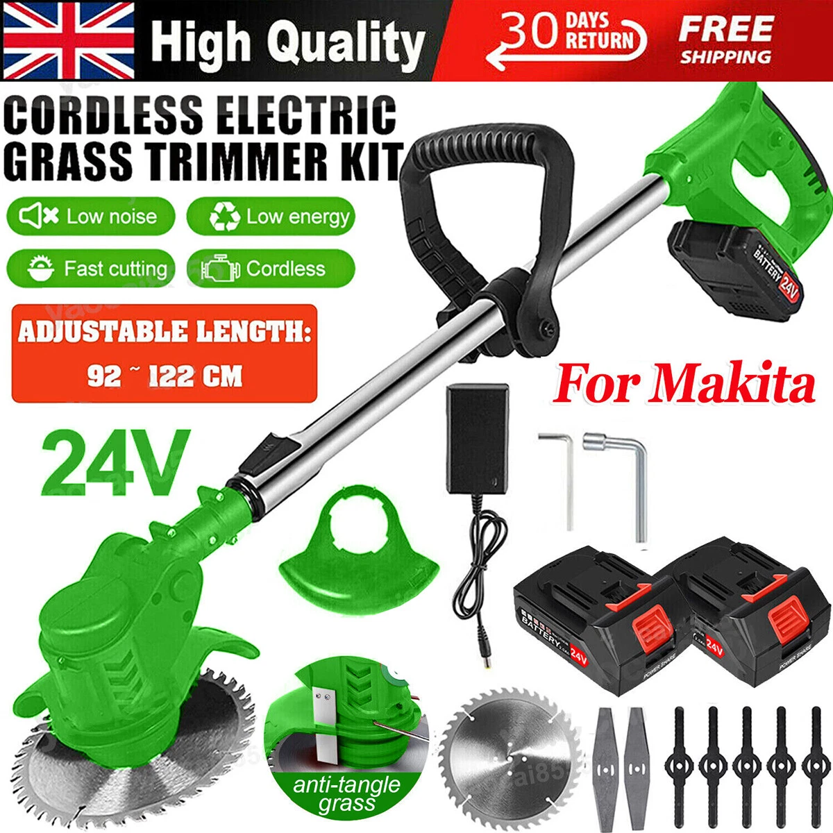Cordless strimmer with 2 batteries outlet