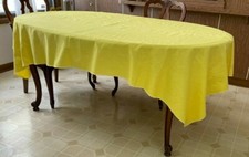 Vintage Spring Table Cloth Light Yellow Cotton 83" x 57"