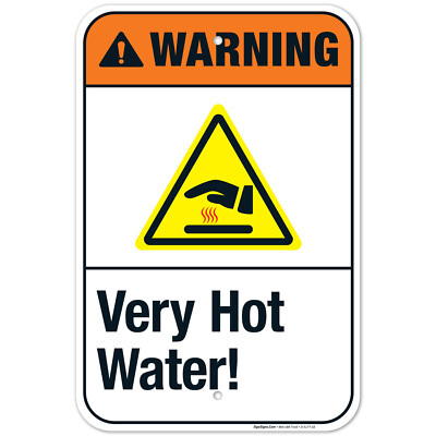 Very Hot Water Sign, ANSI Warning Sign,