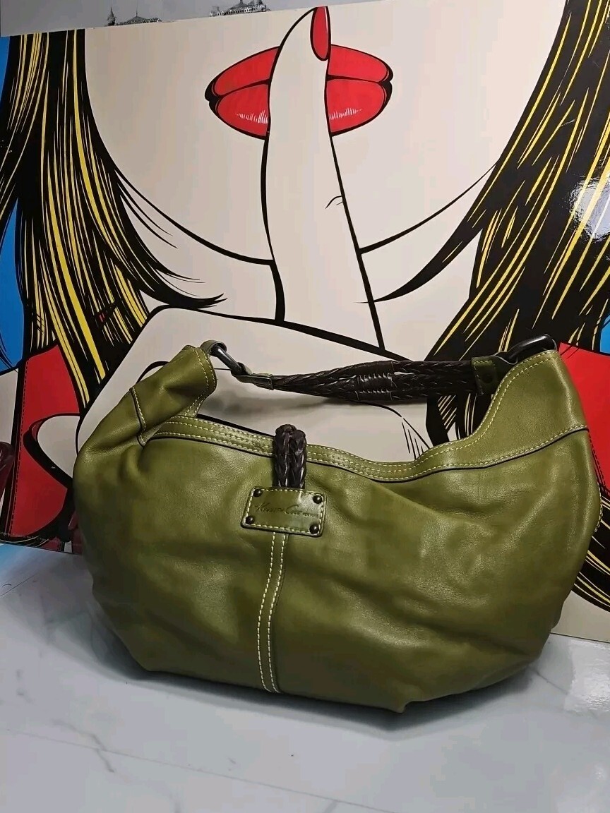 Kenneth Cole New York RN 81633 Olive Green Leather Top Handle Bag