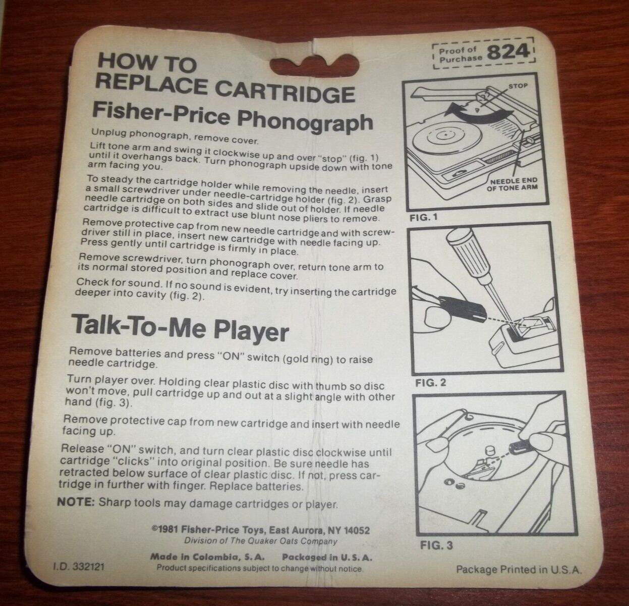 OEM Needle for Fisher Price Phonograph Record Player Turntable  800 816 820 825