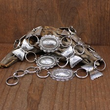 Beautiful Sterling Silver Link Concho Belt with Domed Centers