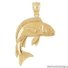 New 14k Yellow Gold Mahi Mahi Fish Pendant