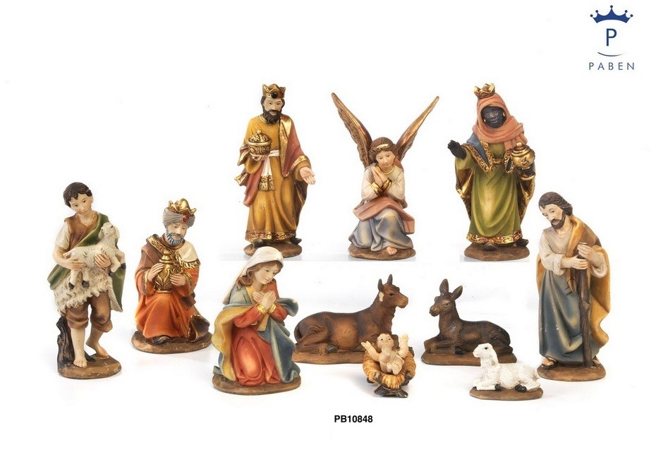 Set Presepe 11 soggetti in resina, cm.9 by Paben