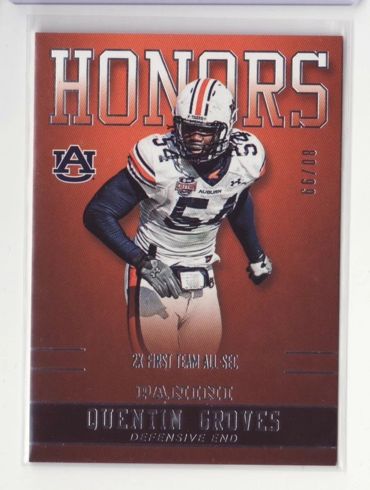 2016 Panini Collegiate Auburn Honors Silver Quentin Groves /99 - Flat S/H - Image 2 of 3
