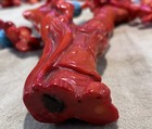 Vintage Red coral carved flowered necklace — photo 9