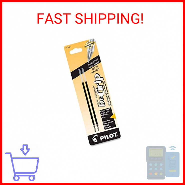 Pilot 77227 Black Medium Point Retractable Ball Point Refills (2 Count)