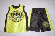 Boys NINJA TURTLE TMNT MUSCLE TANK TOP  SHORTS Chartreuse Green Black SIZE 4