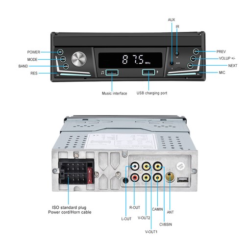 1 Din 7" Touch Flip Out Car Radio Stereo Apple Carplay Android USB Player+Camera - Imagen 13 de 15