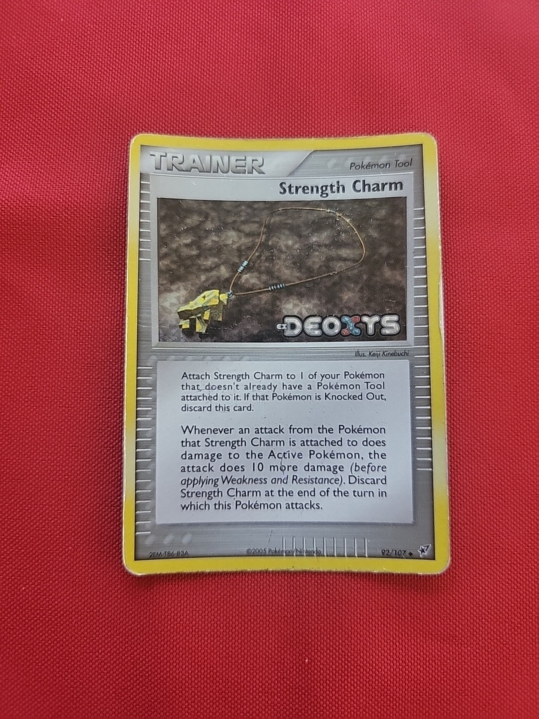 Pokemon:Strength Charm #92/107 Reverse Holo Rare EX Deoxys Vintage Stamped - F66