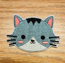 Adorable Cat Kitten Embroidered Iron On Patch Cute Cartoon Style Cat's Face