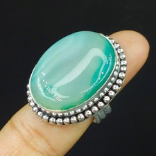 Natural Agate Gemstone 925 Sterling Silver Proposal Women's Ring