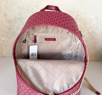 Michael Kors Slater Large Chain Backpack MK Cherry Multi | eBay