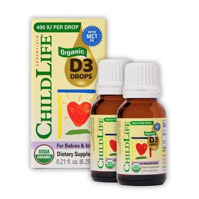 CHILDLIFE ESSENTIALS Organic Vitamin D3 Drops for Infants  Newborns - Baby Vi...